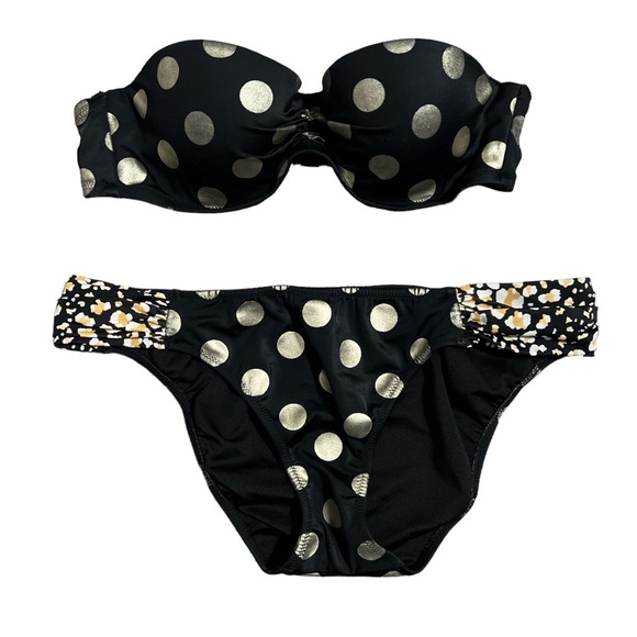 Other - Strapless two-piece swimsuit. Polka dot / animal print